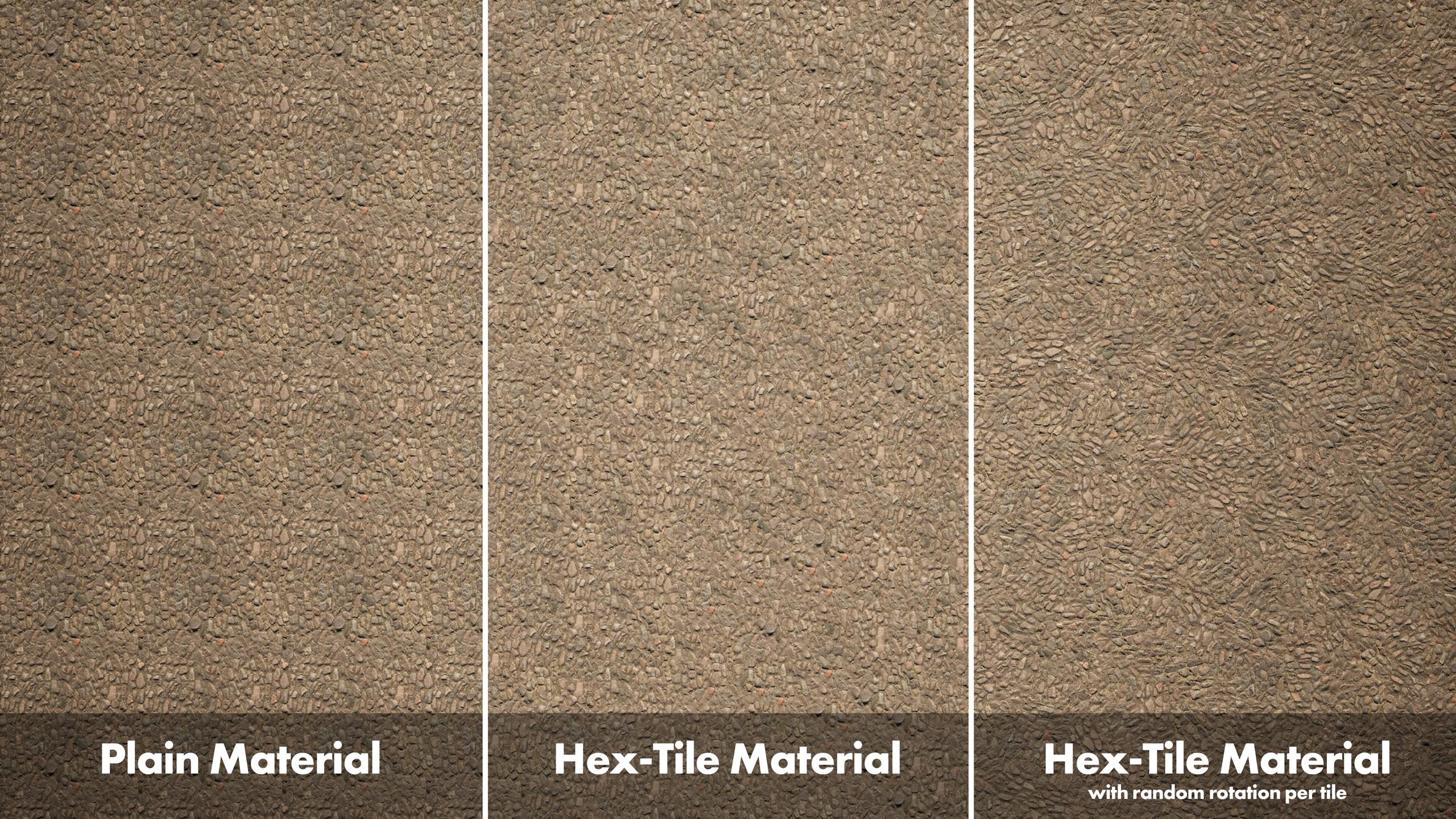 Comparison of hextile material vs regular material
